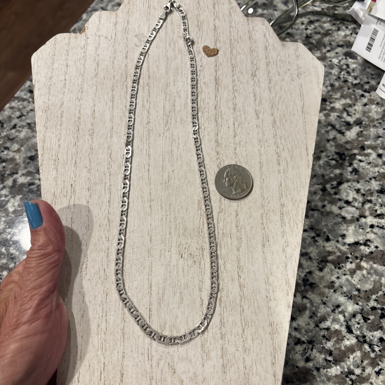Vintage 925 Italy Solid Anchor Mariner Chain 21 In. 18.2 Gr.