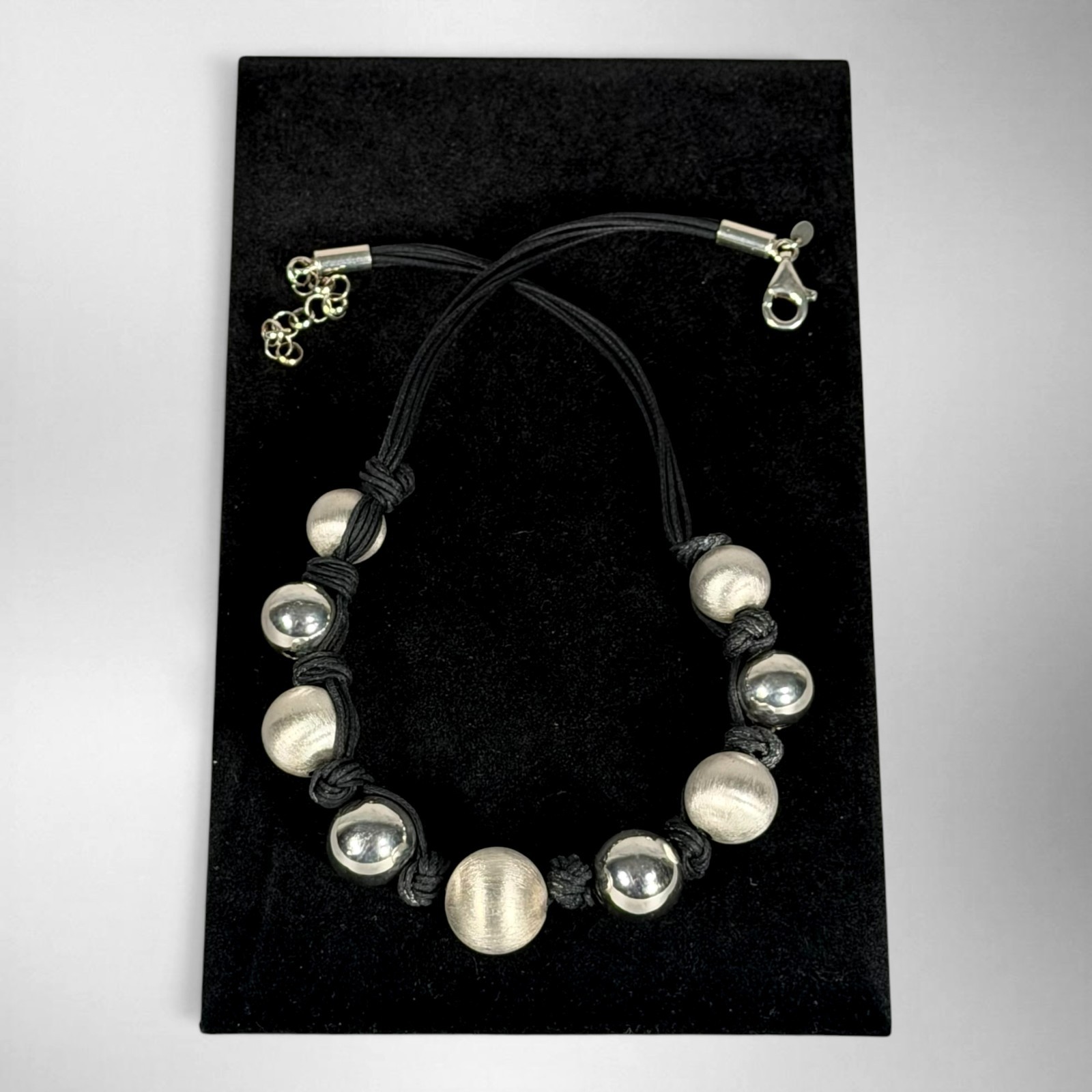 Authentic Milor Italy Sterling Silver Brushed & Shiny Cord Necklace