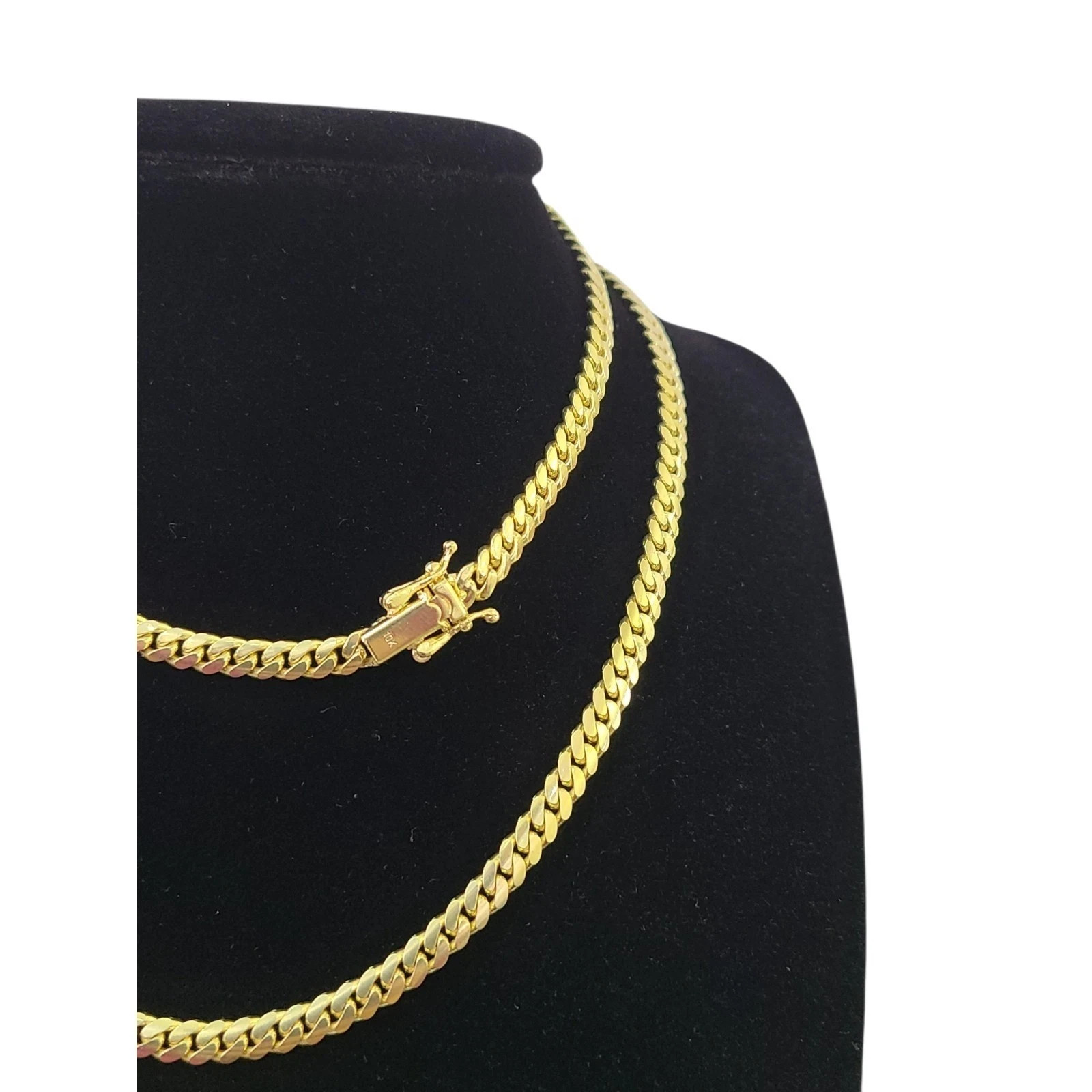 10k Solid Gold Miami Cuban Chain 2mm 3mm 4mm 5mm 18 20 22 24 inch Men Women