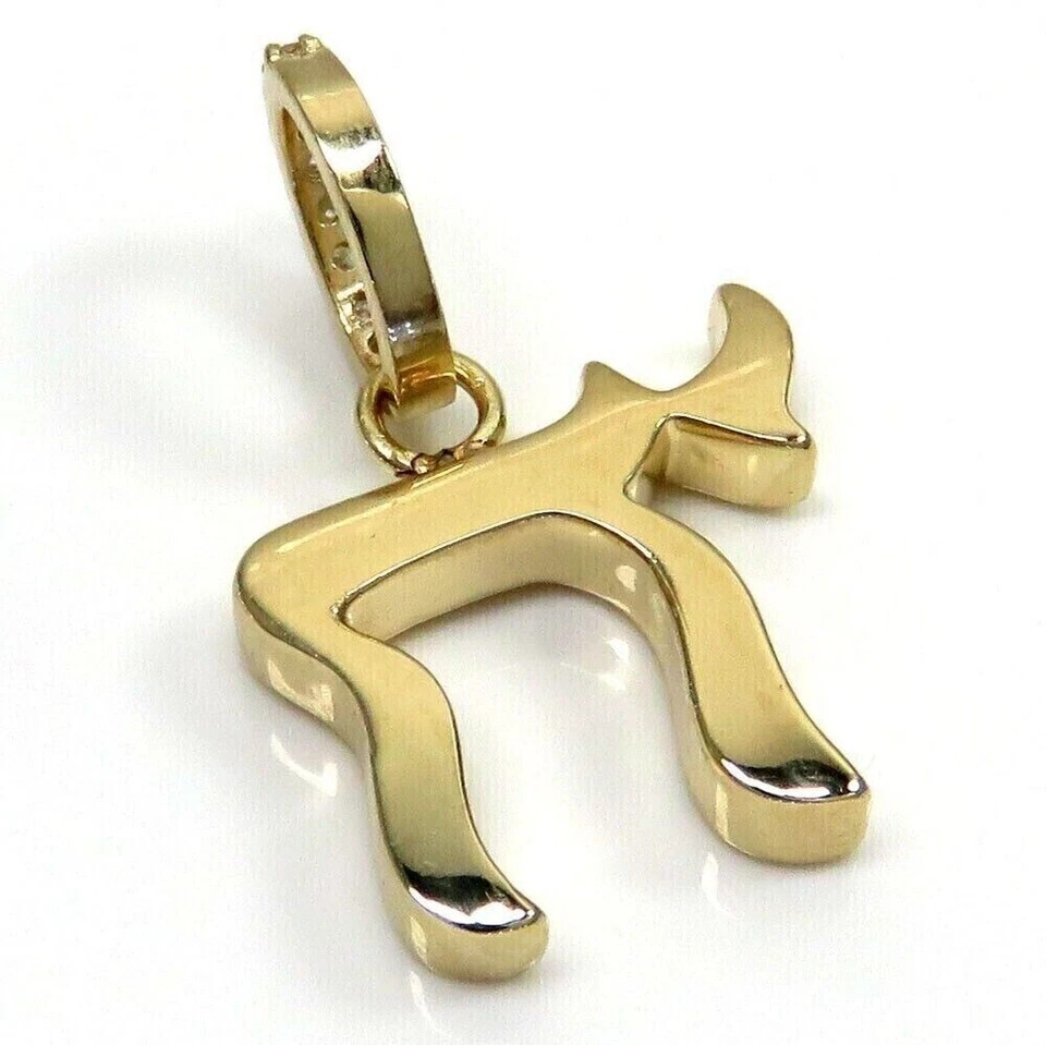 0.50Ct Round Lab Created Diamond Chai Pendant 925 Silver 14k Yellow Gold Plated
