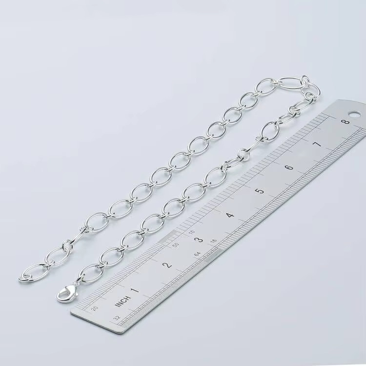 925 Sterling Silver Oval Link Chain Necklace 17″ Minimalist Everyday Jewelry Wom