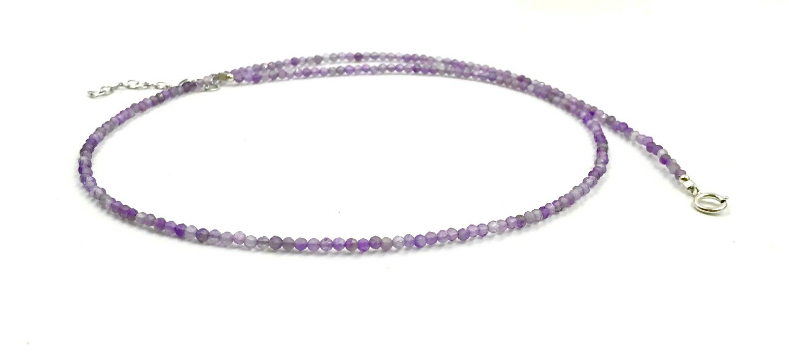 Genuine Amethyst Bead 925 Silver Necklace Jewelry Women Handmade USA SELLER
