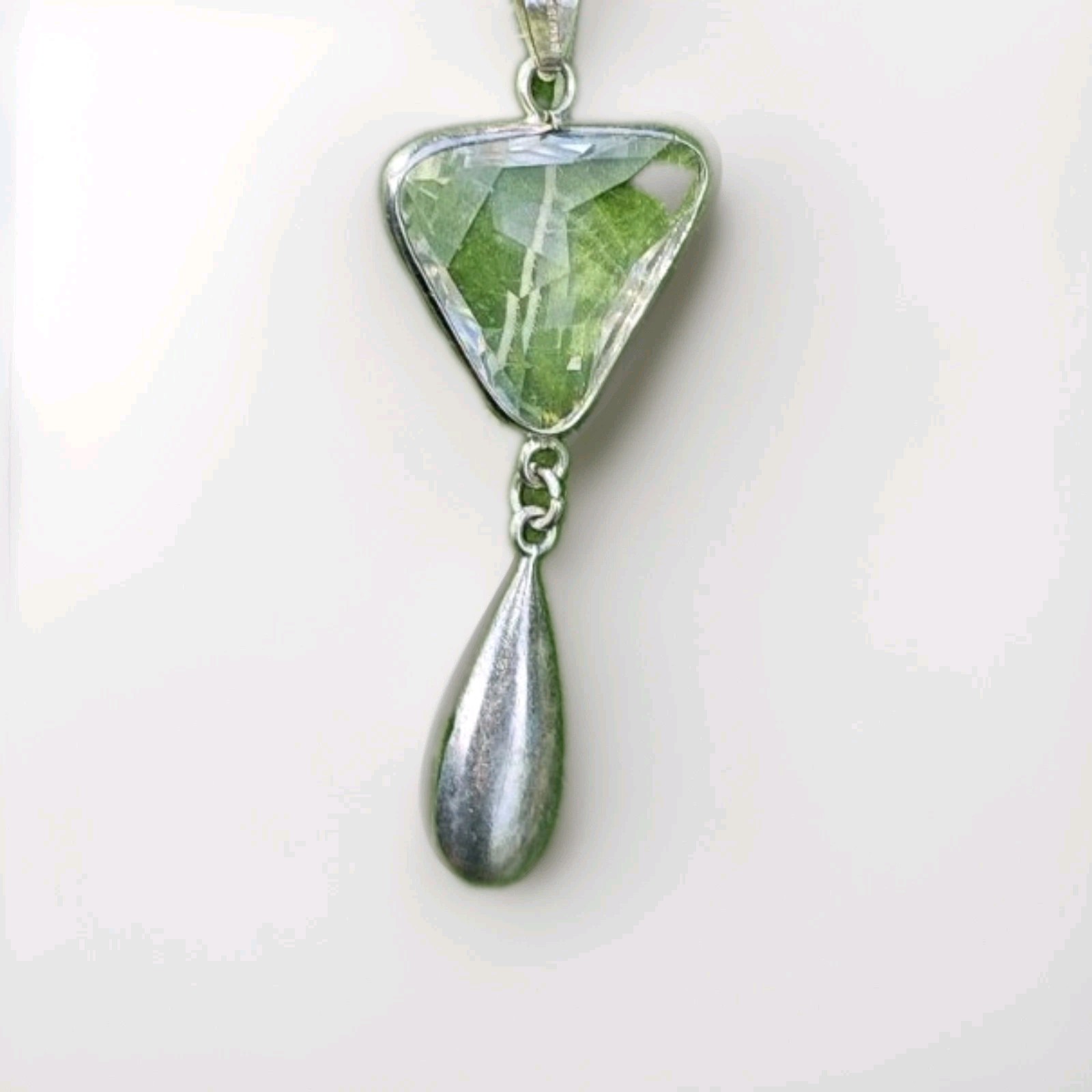Faceted Clear Crystal Pendant Sterling Silver & Female Tribal Sterling Charm