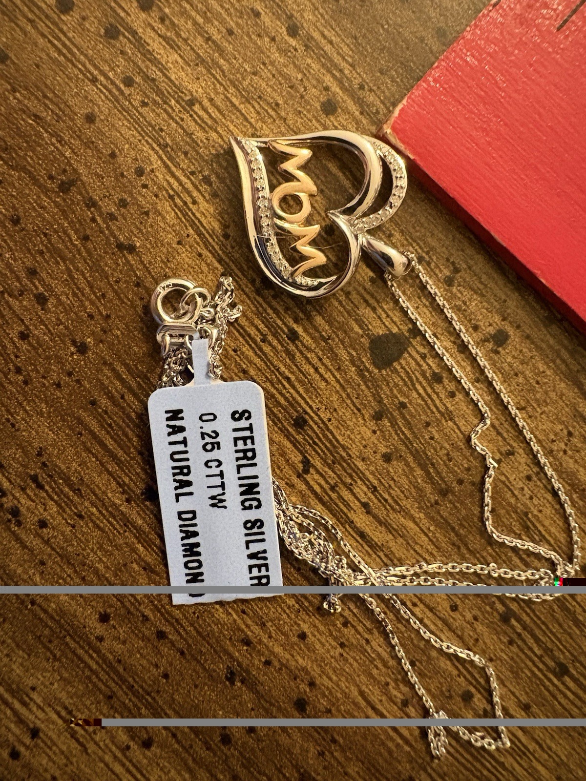 Sterling Silver 0.25 CTTW Natural Diamond Mom Heart Necklace 18 inch