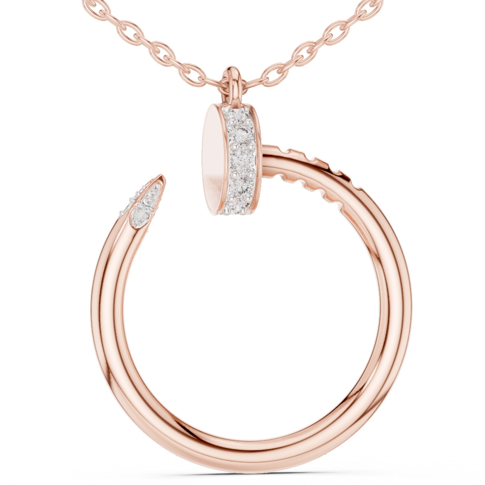 Round Certified Natural Diamond Petite Shank Minimalist Pendant 14K Gold Over