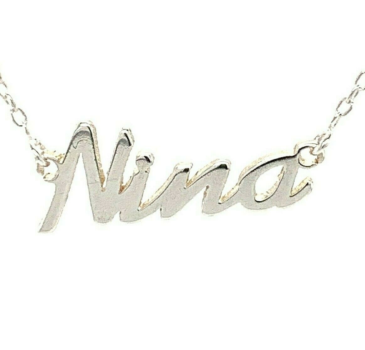 Nina Name Plate Necklace Pendent Sterling Silver female Personalized Custom