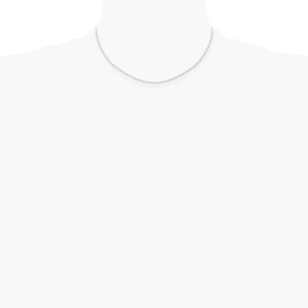 10K White Gold 1.15mm Carded Cable Rope Chain Necklace 16″-24″