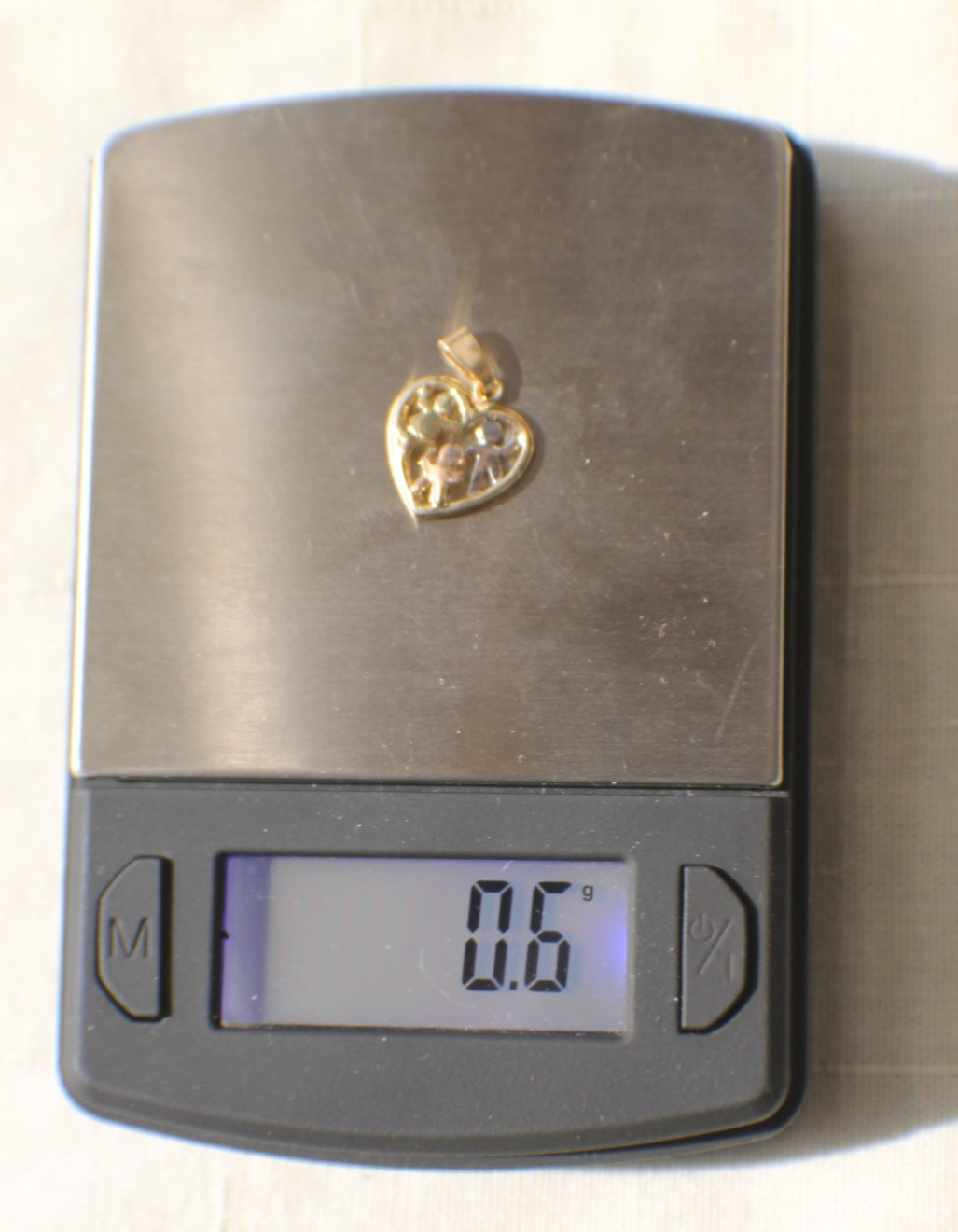 Solid 10K Yellow White & Rose Gold Children Heart Grandkids Charm Pendant Kids