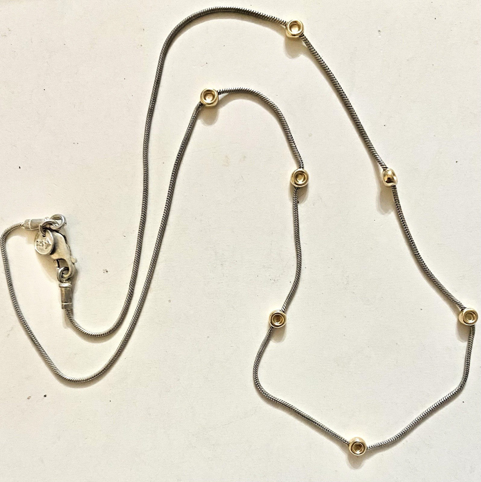 SILPADA Sterling Silver 14k Gold Filled Bead STATION 17″ SNAKE CHAIN NO673