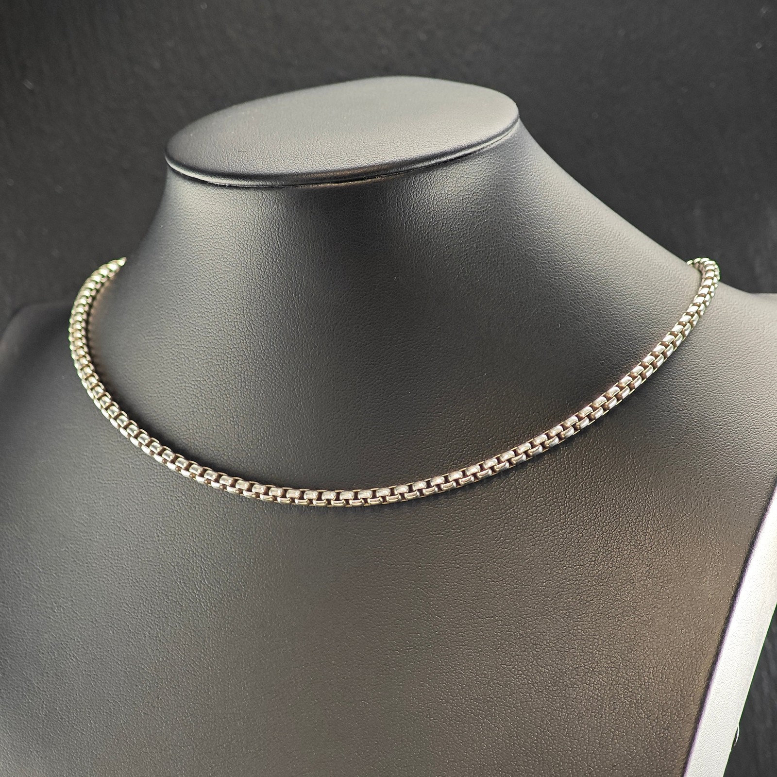 David Yurman 14k Gold Accent, Sterling Silver 3.5mm Box Chain Necklace 16″ N2715