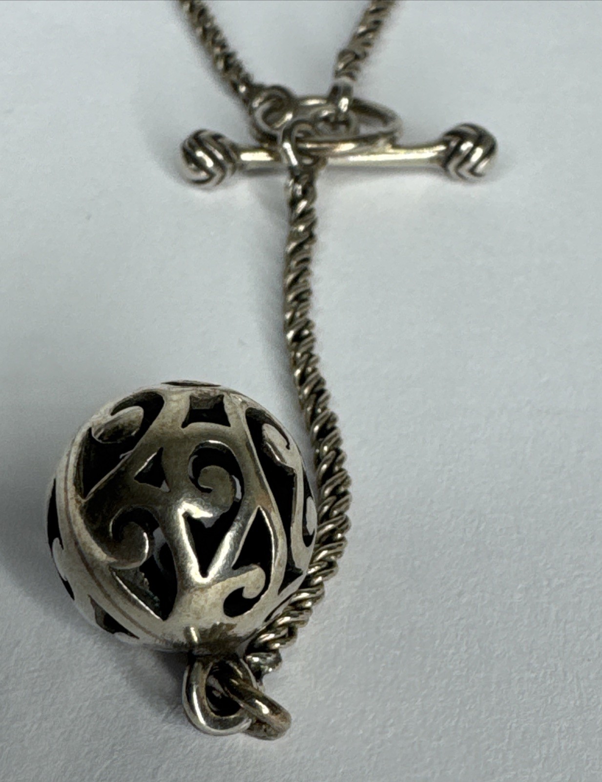 SILPADA N1619 925 Sterling Silver Simple Delight Filigree Ball Toggle Necklace