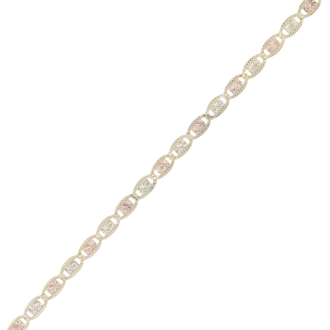 3.9mm Textured Anchor Link Chain 22″ Necklace 10k Multi-Tone Gold 8.82 Grams