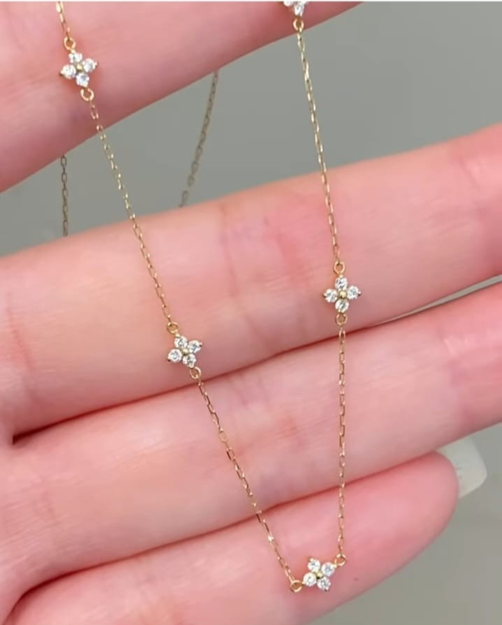 1Ct Round Cut VVSI Genuine Moissanite Dainty Necklace 14K Yellow Gold Plated 16″