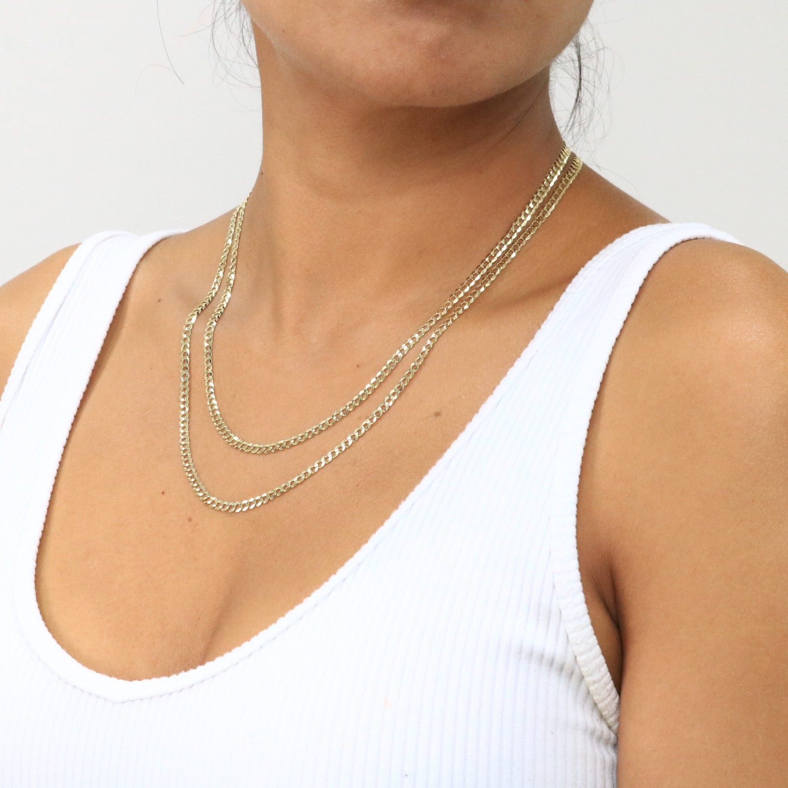 10K Solid Yellow Gold 4mm Cuban Curb Chain Link Necklace Mens Womens 16″- 30″