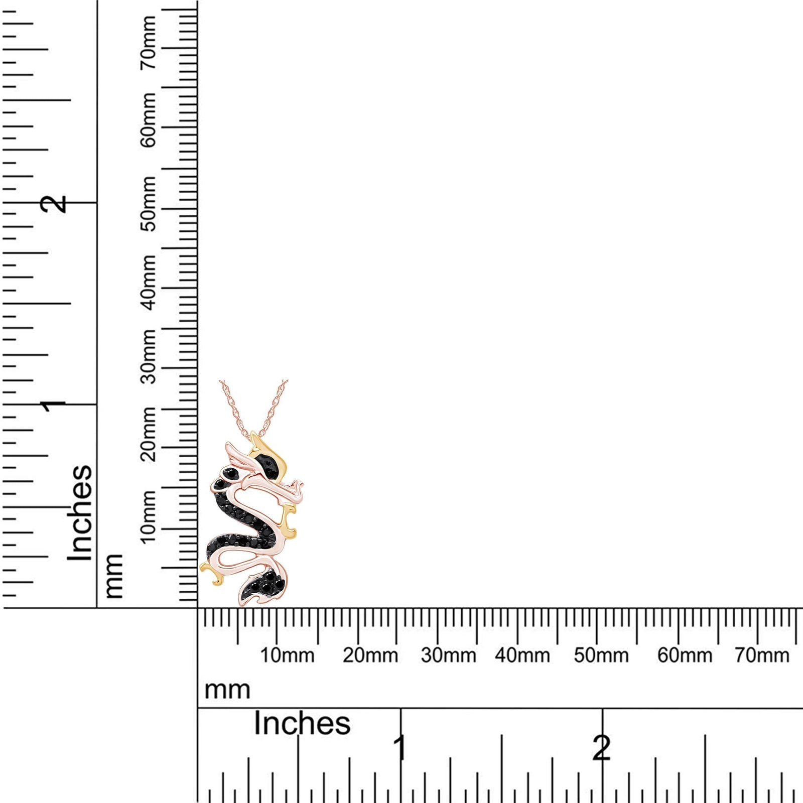 1/8 Ct Real Black Diamond Two Tone Year Of The Dragon Pendant Necklace Sterling