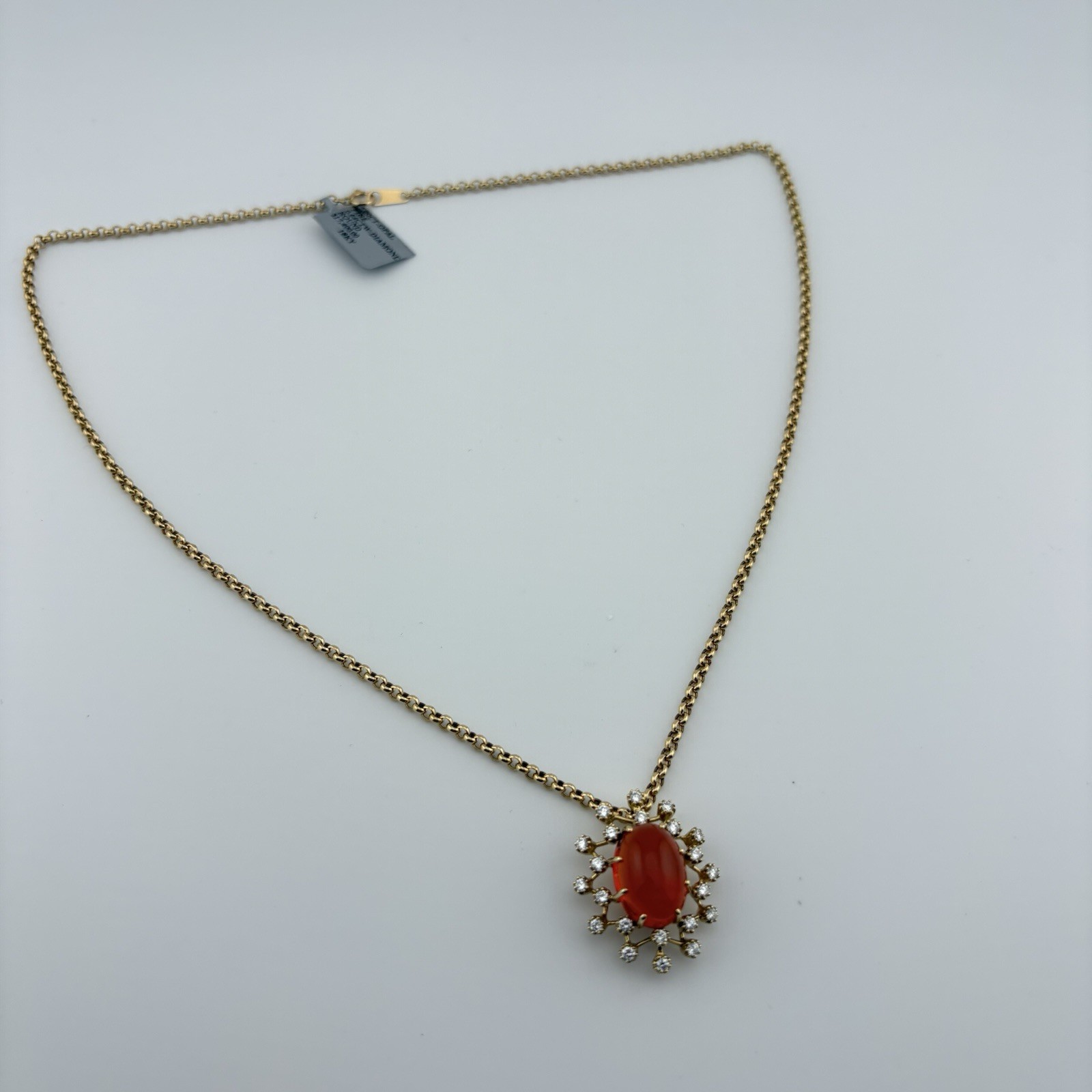 7.00CTW FIRE OPAL NECKLACE 18K YELLOW GOLD