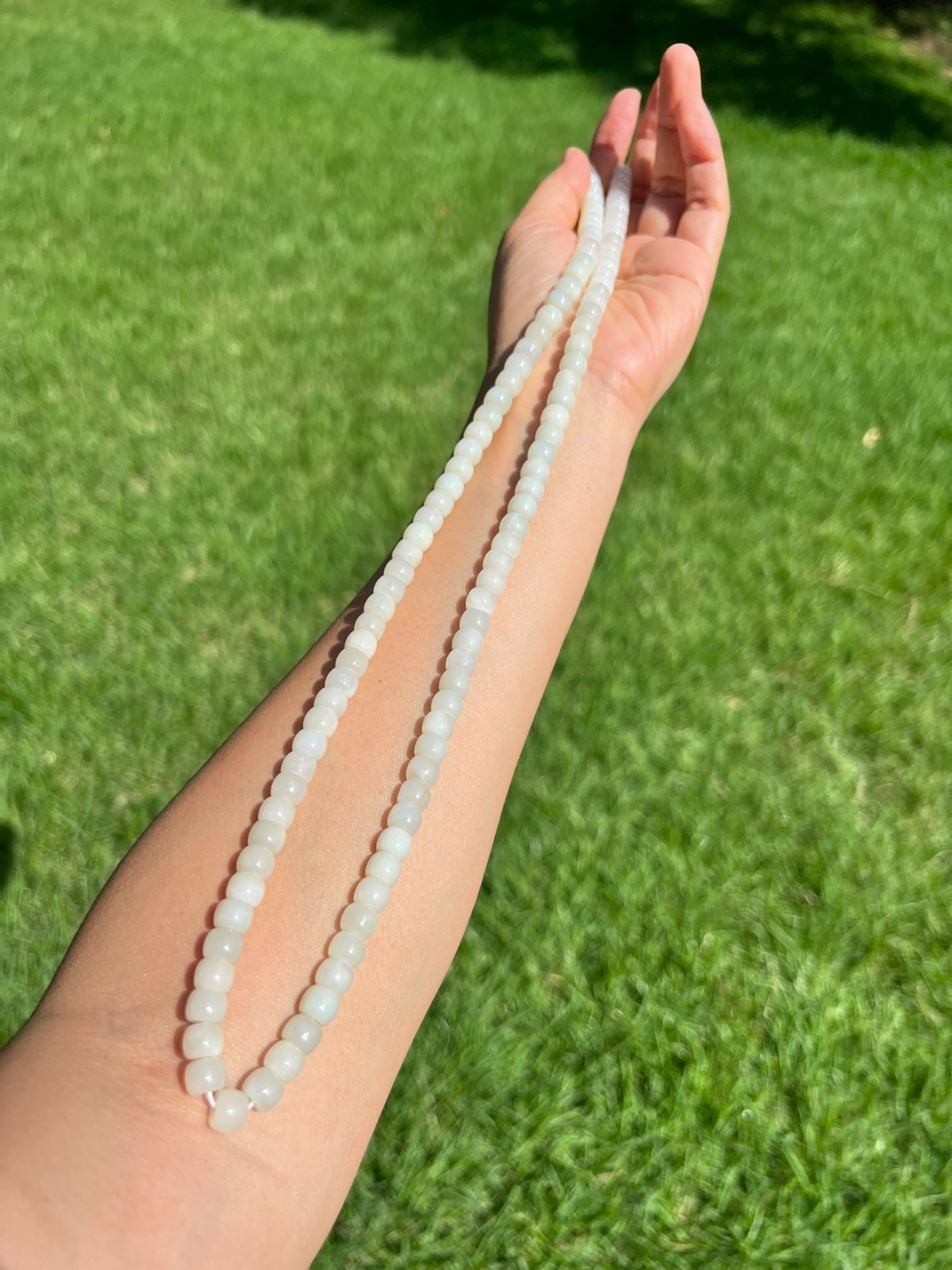 Creamy Genuine 100% Natural Nephrite Jade 7.8x6mm Bead 25.5″ Necklace B01 3