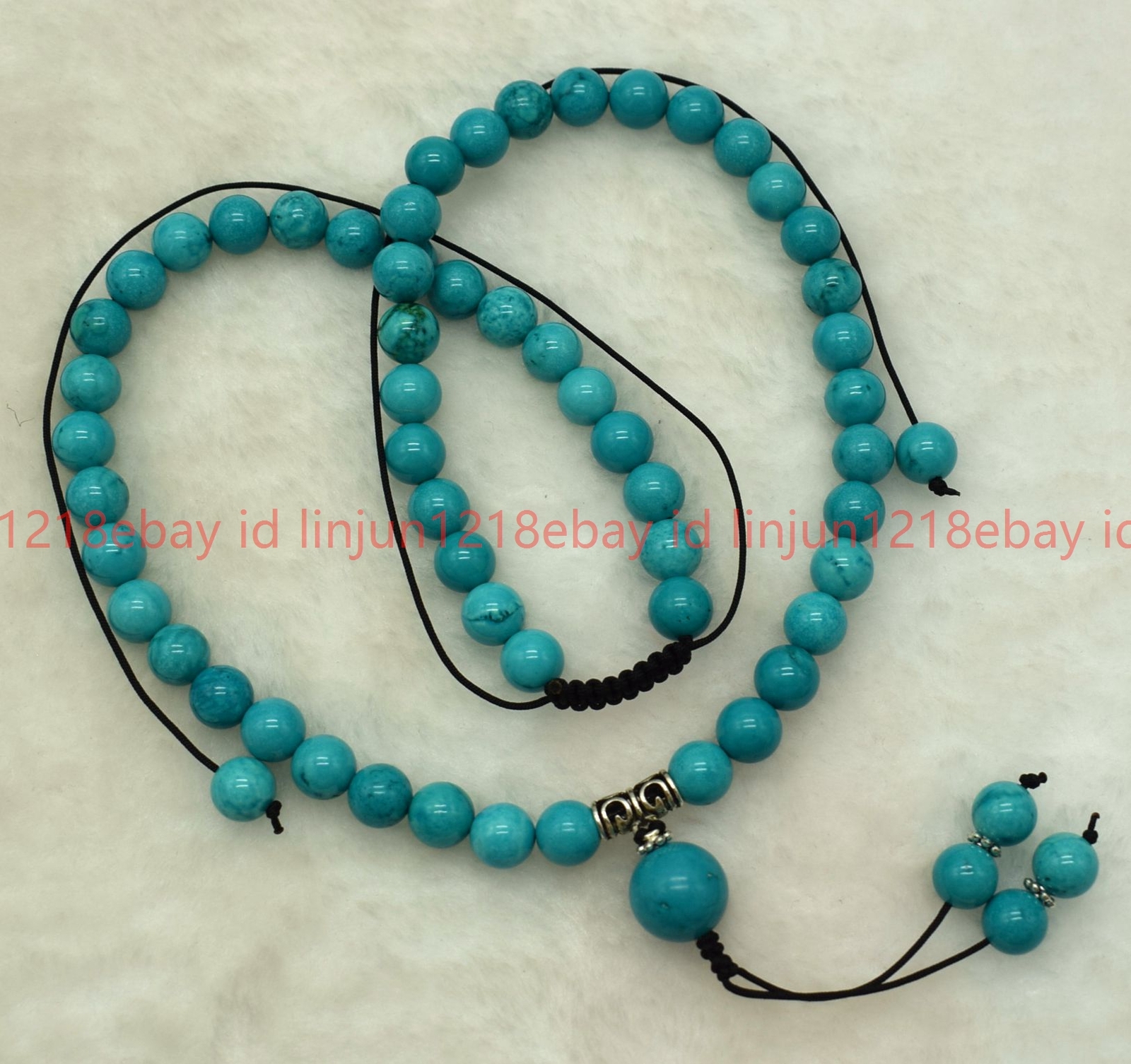 Natural Pretty 8mm Blue Turquoise Round Gemstone Beaded Pendant Necklace 16-32in