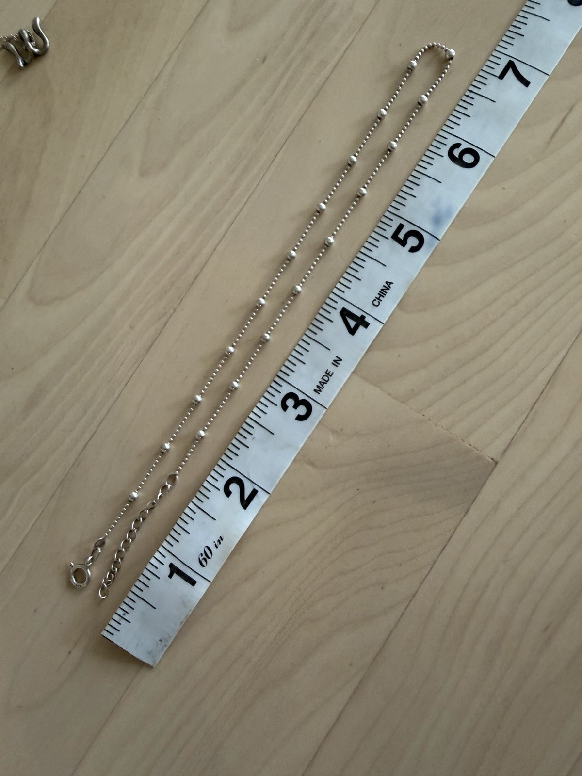 13-14 Inch Choker Necklace Chain 925 Sterling Silver Station Bead