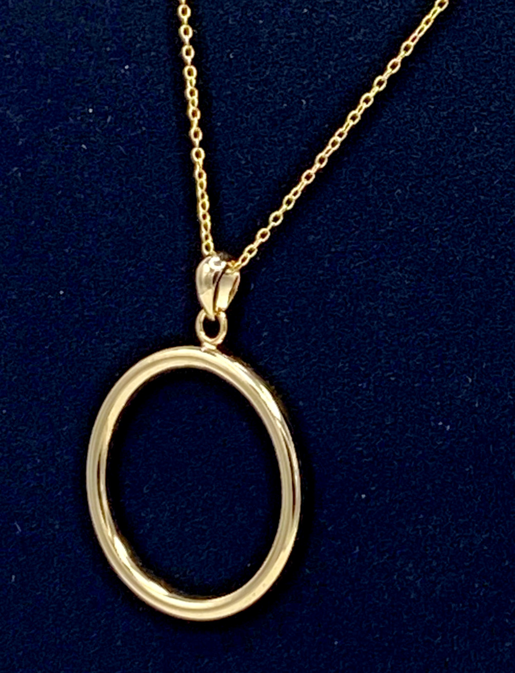Gold over Sterling Silver FAS Signed Open Circle Necklace 18″ NWT Gift Box