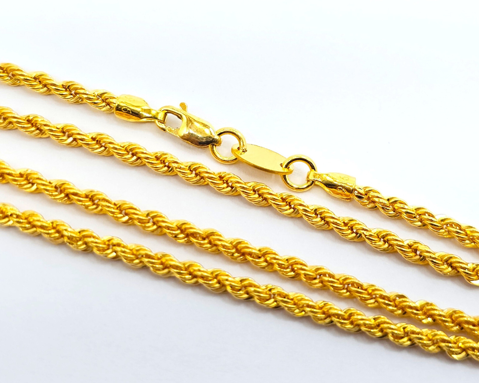 22K Gold Rope Chain Necklace Hollow 16.5 in Choker 2.15mm Genuine Hallmarked 916