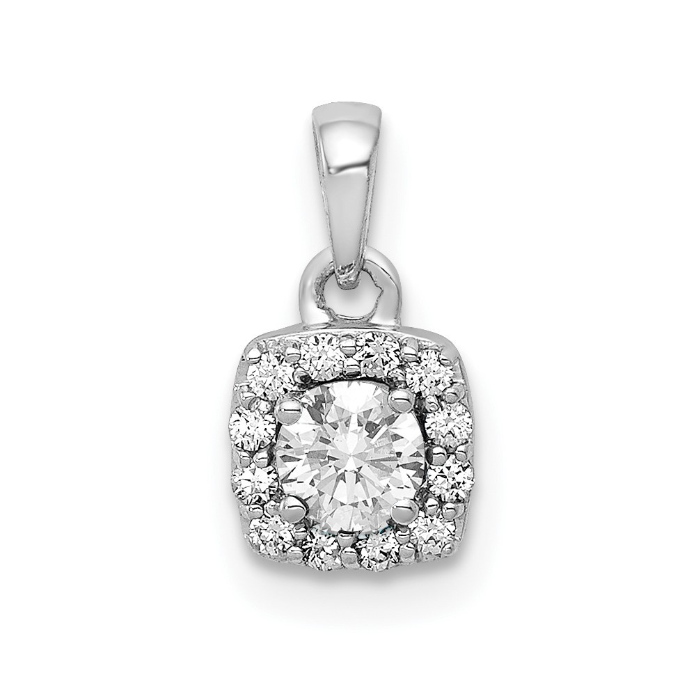 14k White Gold 1/3 Ct Round Lab Grown Diamond VS/SI+ G+ Halo Charm Pendant