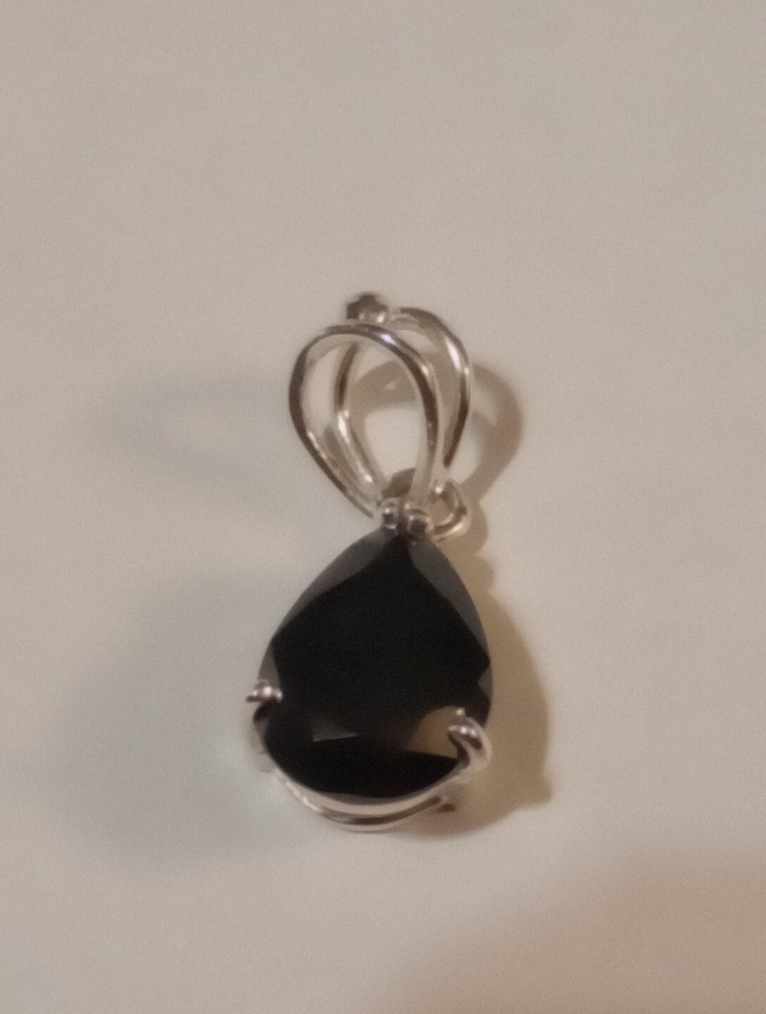 NATURAL EARTHMINED GEM TESTED PEAR BLACK DIAMOND 3.25 CTS. 925 SILVER PENDANT