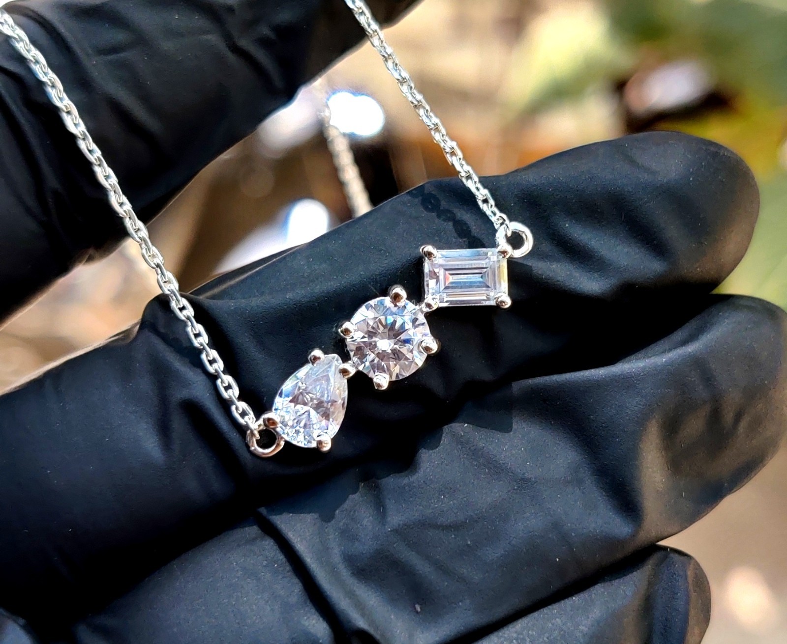 3.50Ct Lab Created Diamond Necklace Pendant 14K White Gold Plated 935 Silver