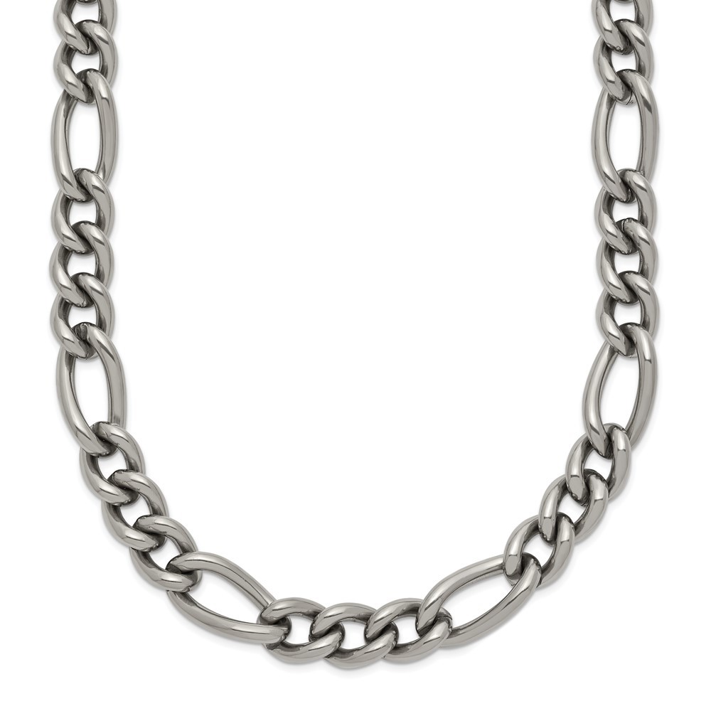 Titanium Polished 7mm 23.75 inch Figaro Chain Necklace 24″ 27.45gm