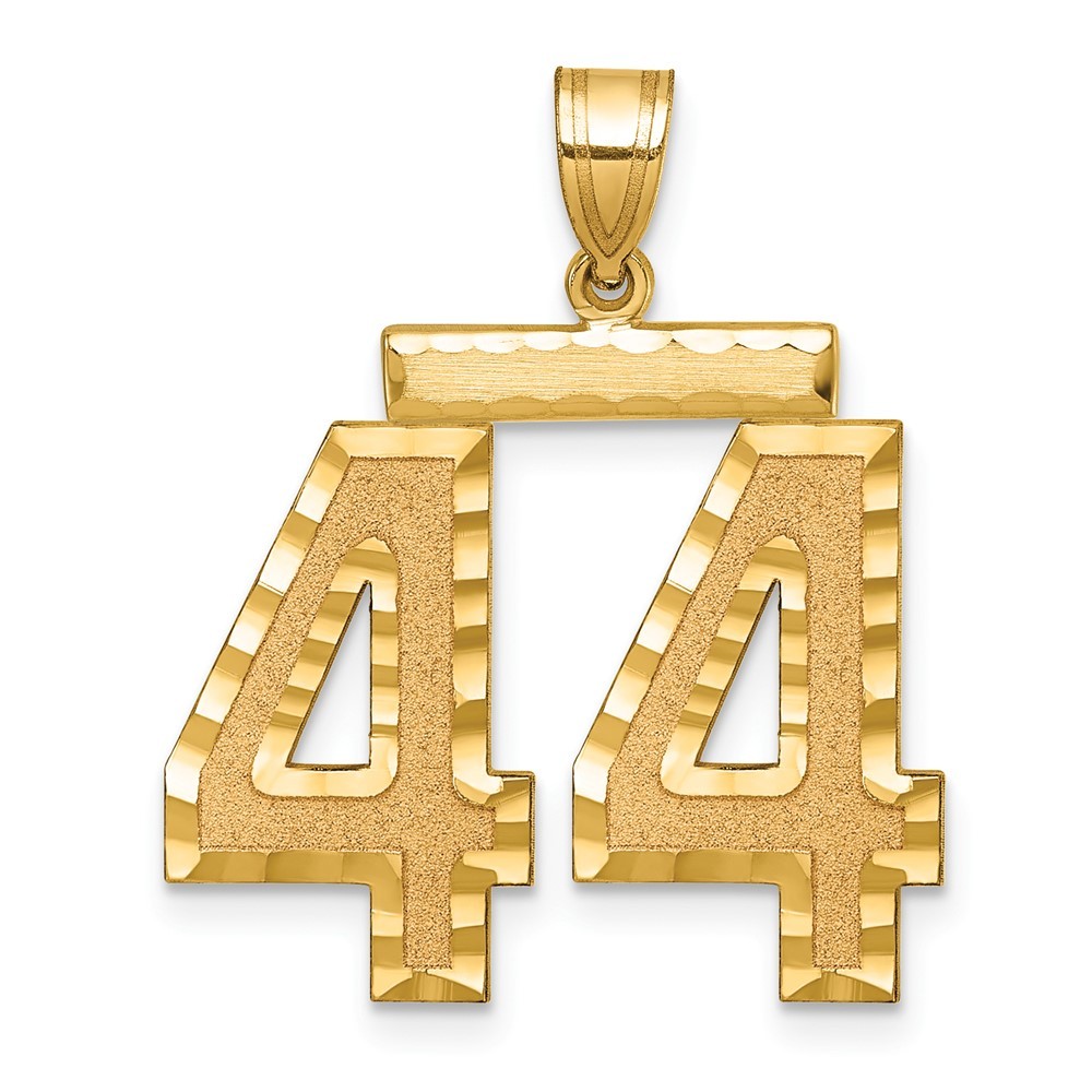 14k Yellow Gold Large Brushed Diamond-cut Number 44 Charm