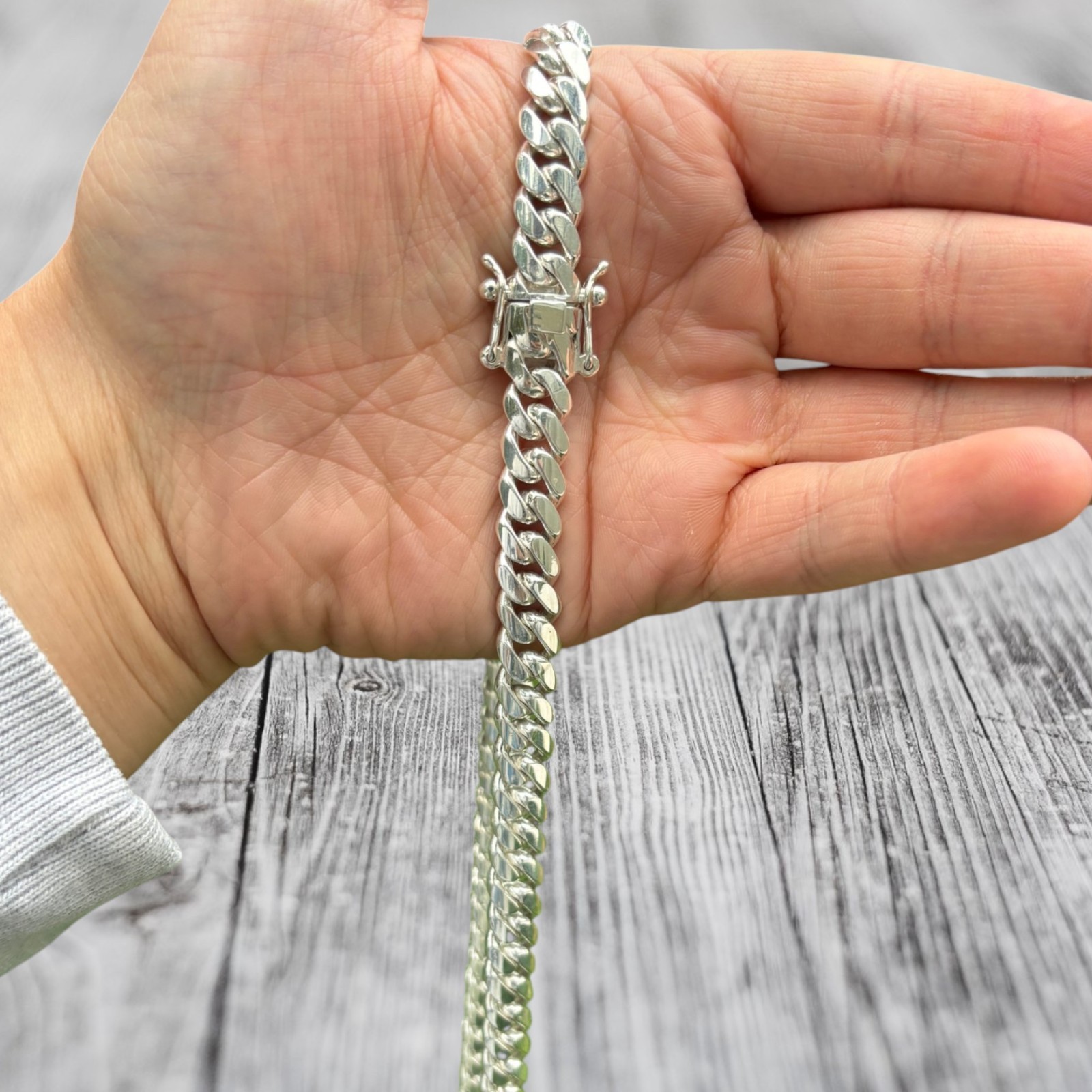 10mm Miami Cuban Chain Necklace – Real Solid 999 Fine Silver HANDMADE IN ITALY