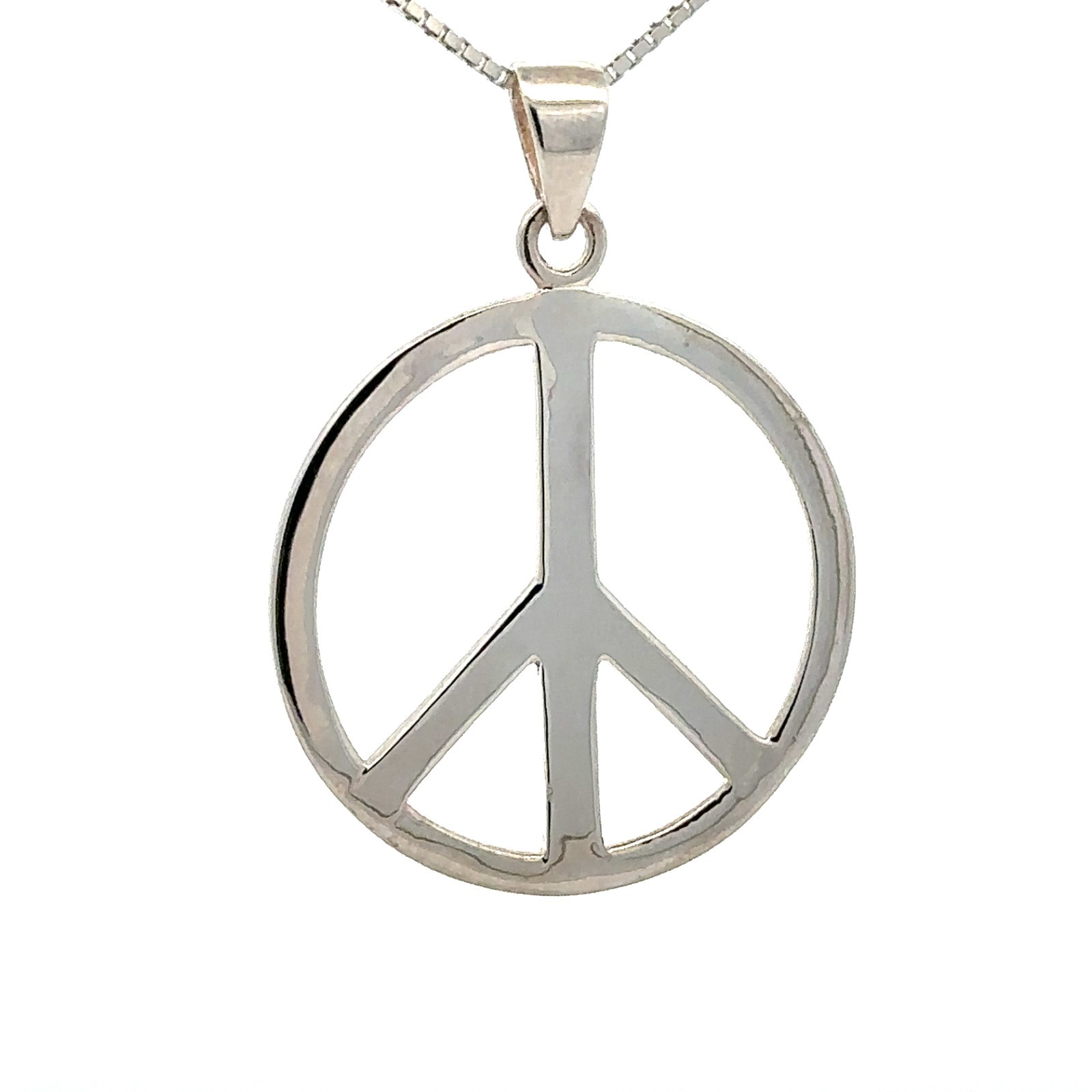 Sterling Silver Peace Sign Pendant (1 1/4 x 1 1/2 Inch)