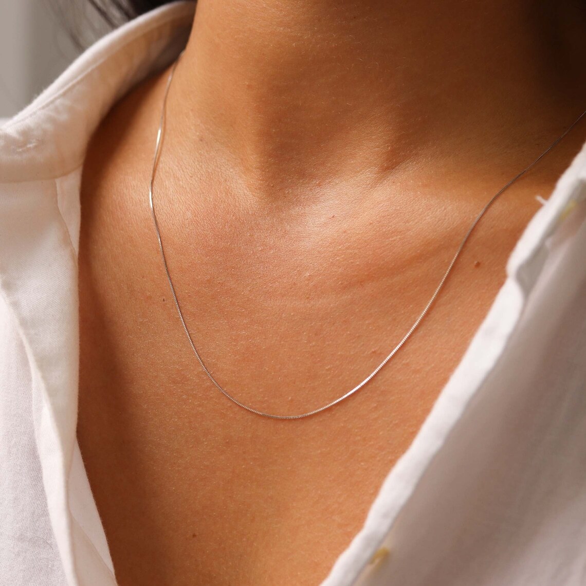 10K Solid Gold Box Chain 0.6mm 16” 18” 20” 22” 24′ 26” 28” 30”