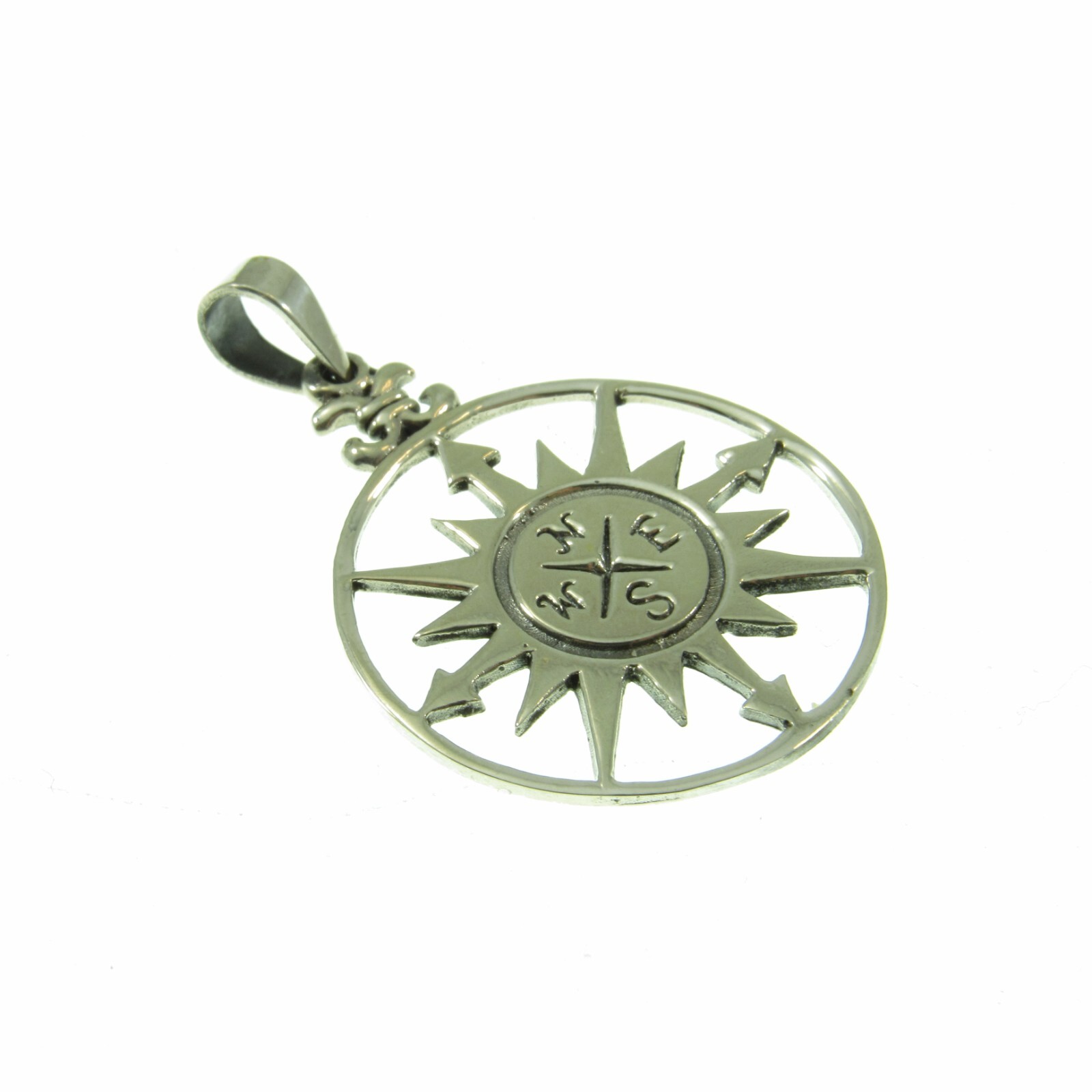 Handcrafted Solid 925 Sterling Silver Compass Pendant, Nautical Jewelry Charm