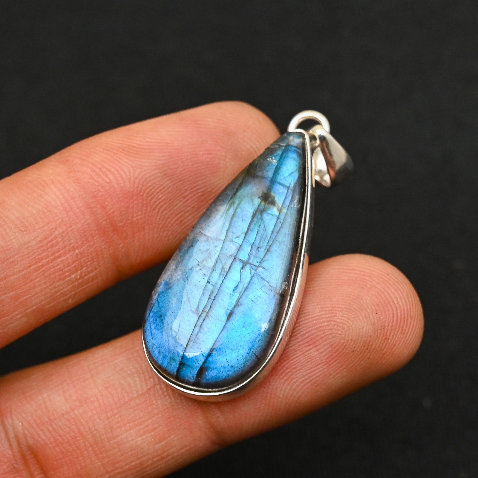 Labradorite Gemstone 925 Sterling Silver Handmade Pendant Jewelry Gift For Wife