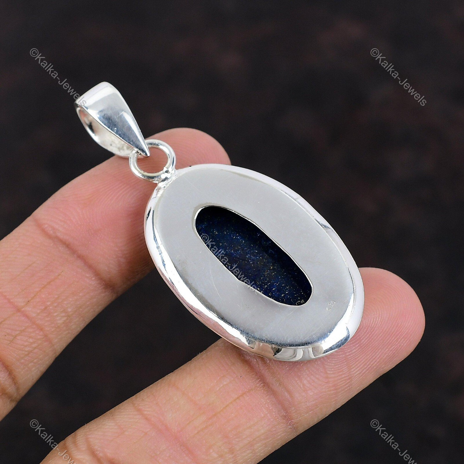 Natural Lapis Lazuli Gemstone Pendant 925 Sterling Silver Jewelry For Women