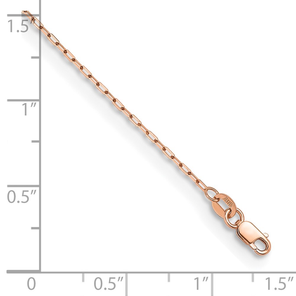 18K Rose Gold Polished and Diamond-cut 1.2mm Solid Flat Cable Chain Necklace 18″