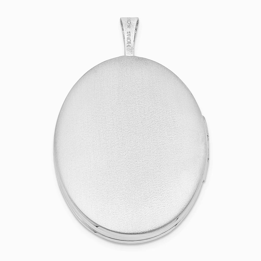 Sterling Silver Rhodium-Plated 26mm Mother And Baby Oval Locket