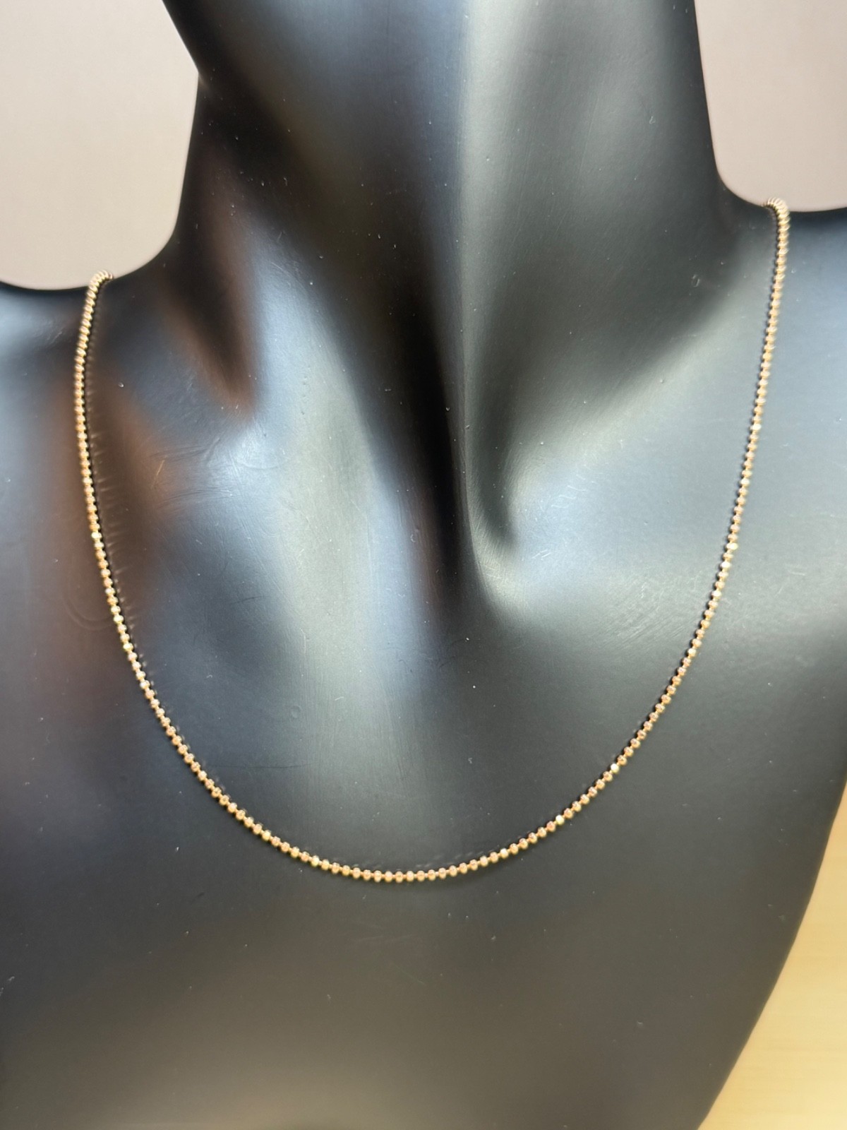 MILOR Italy 14k Yellow Gold Petite 1mm Faceted Ball Bead Chain Necklace 18 Inch