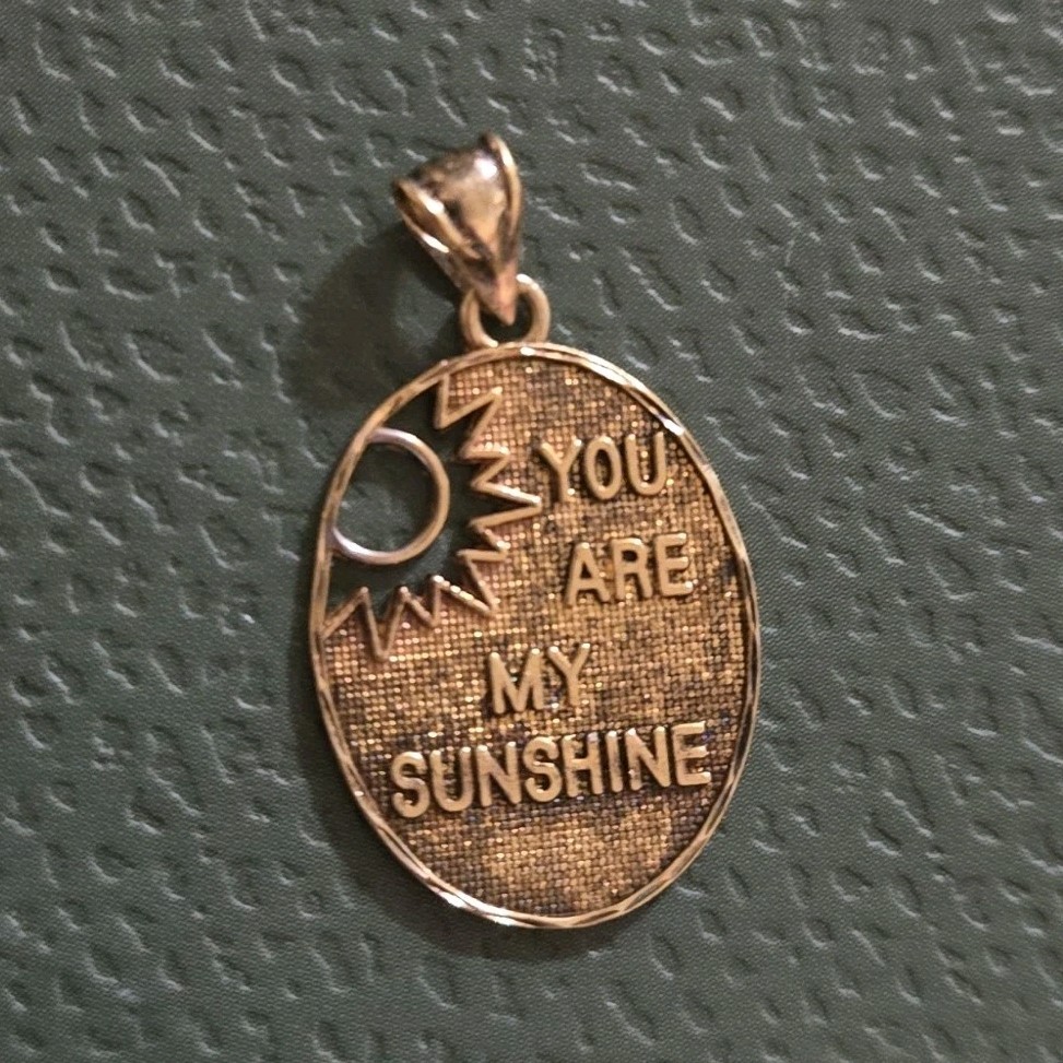 Oval Pendant Charm Gold Tone Metal No Stone You Are My Sunshine Love Theme