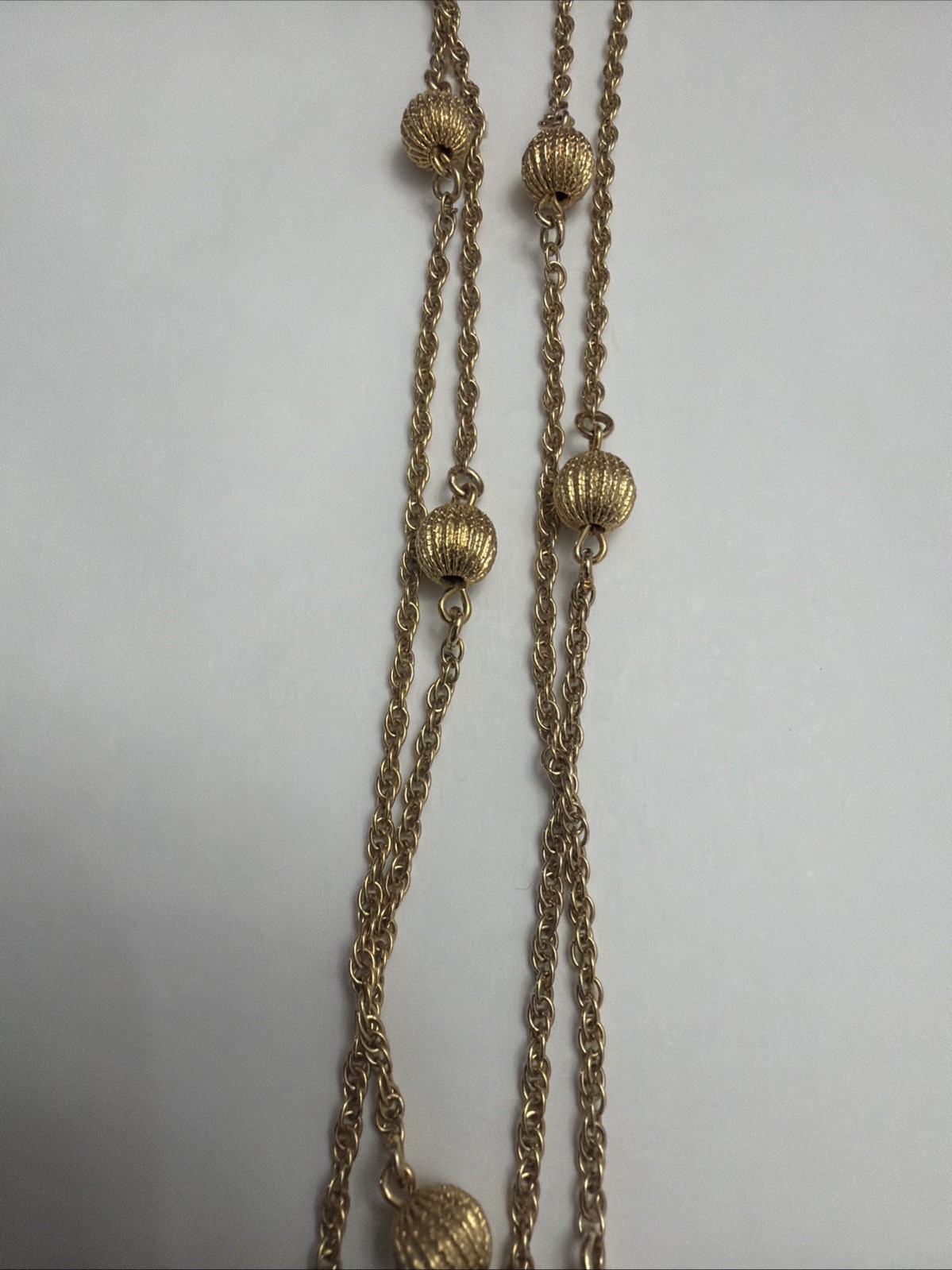 1/20 12k Gold-Filled Chain-Link Necklace w/ Round Ball Bead Accents 39” Long