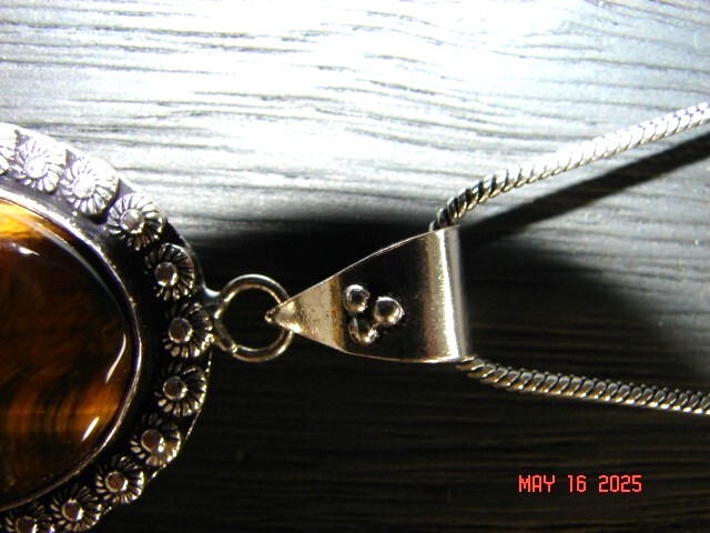 German Silver Tiger’s Eye Cabochon Necklace