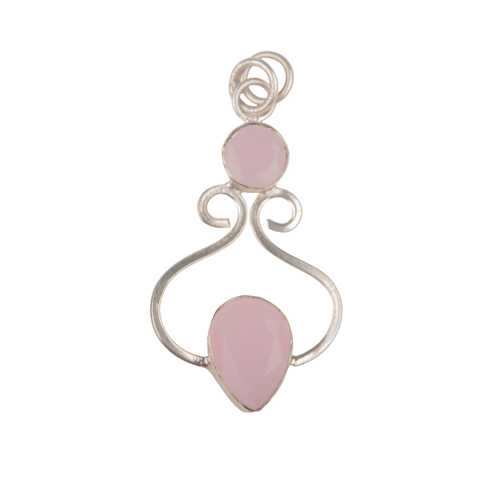 Rose Chalcedony 925 Sterling Silver Chain Pendent 1.60″ Gift For Engagement