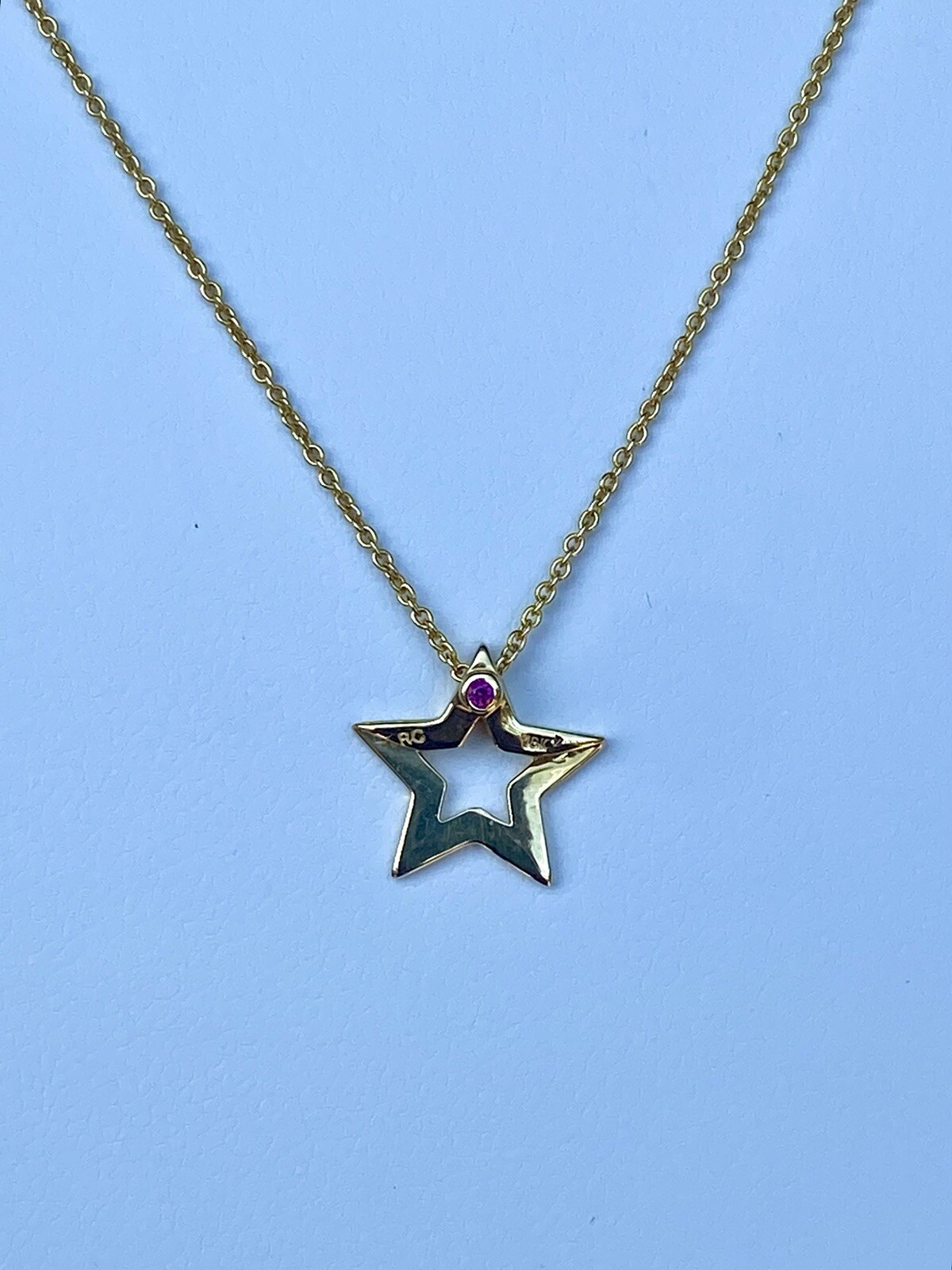 ROBERTO COIN 18k Yellow Gold Charm Star Necklace 18” 2.4g