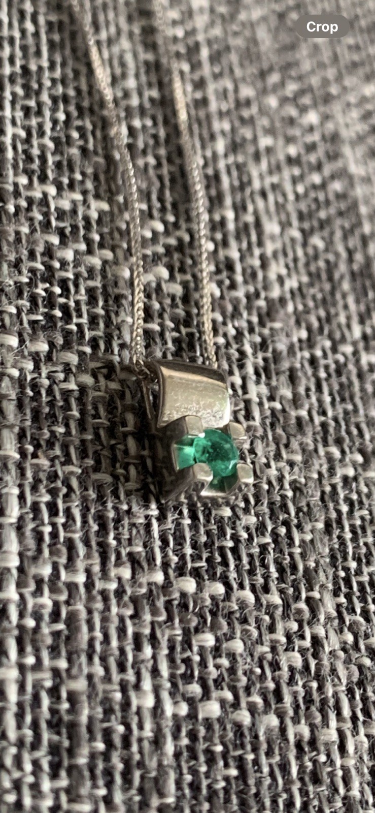 18K Solid White Gold Colombian Emerald Pendant