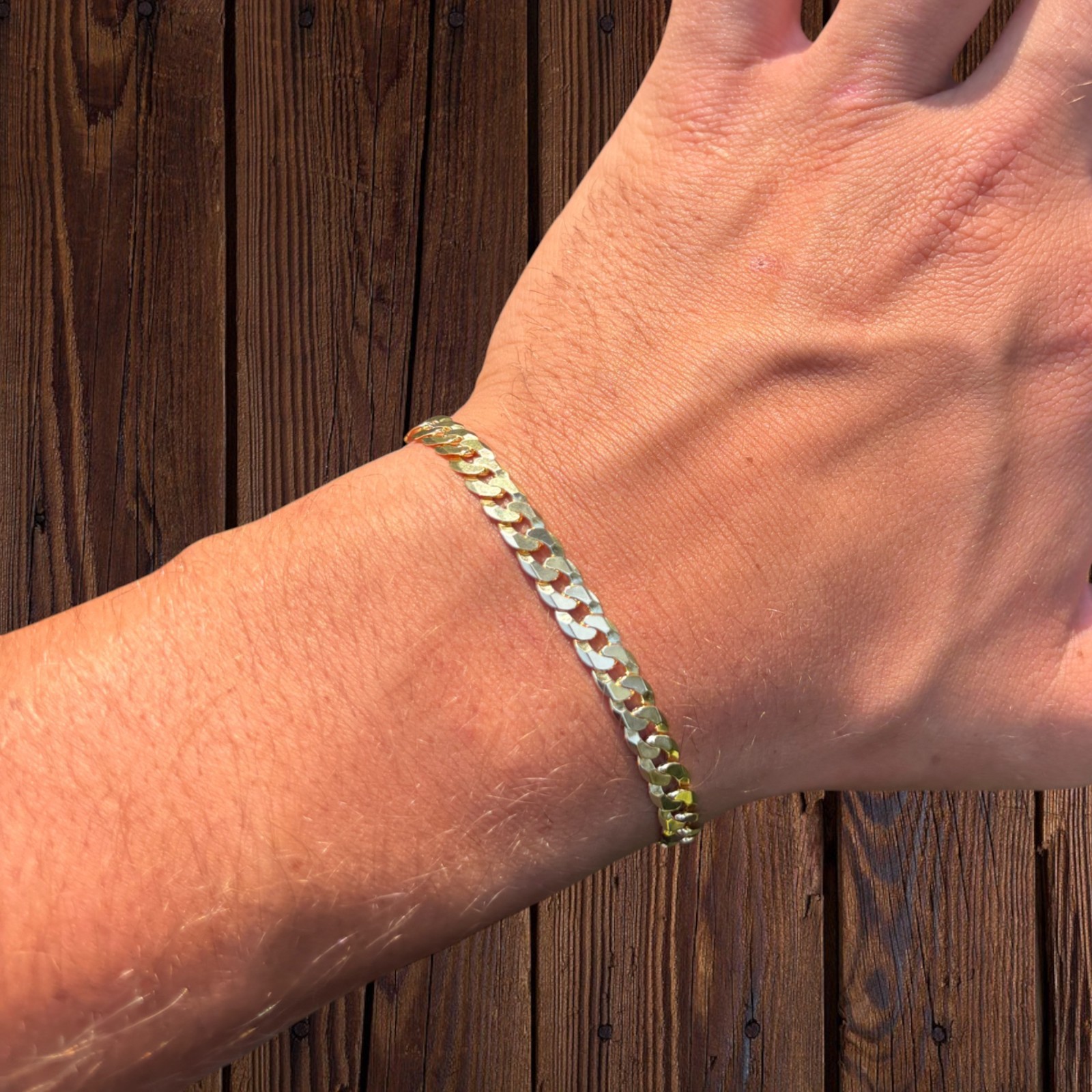 6mm Flat Curb Bracelet – Real Solid 925 Sterling Silver Or 14k Gold/Rose Vermeil