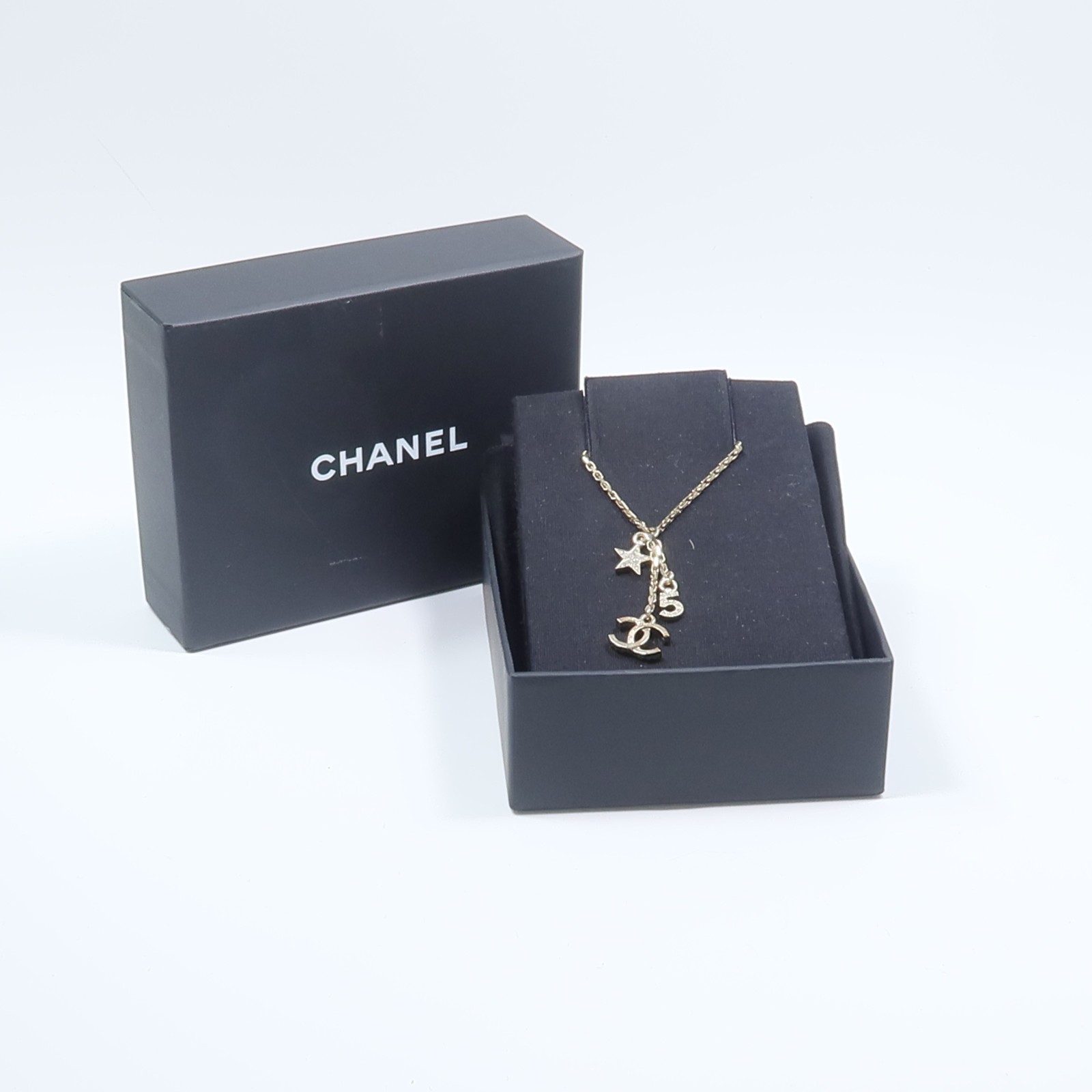 CHANEL CC No.5 Star Pendant Nacklace C22/S Metal Gold