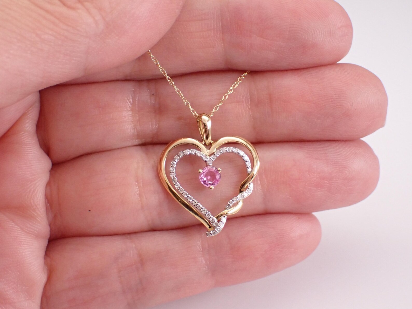 1.40 Ct Lab Created Sapphire & Moissanite Heart Pendant Womens 14K Gold Plated