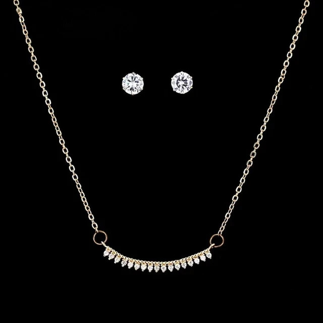2Ct Round Lab Created Diamond Pendant Earrings Set 14K Yellow Gold Plated