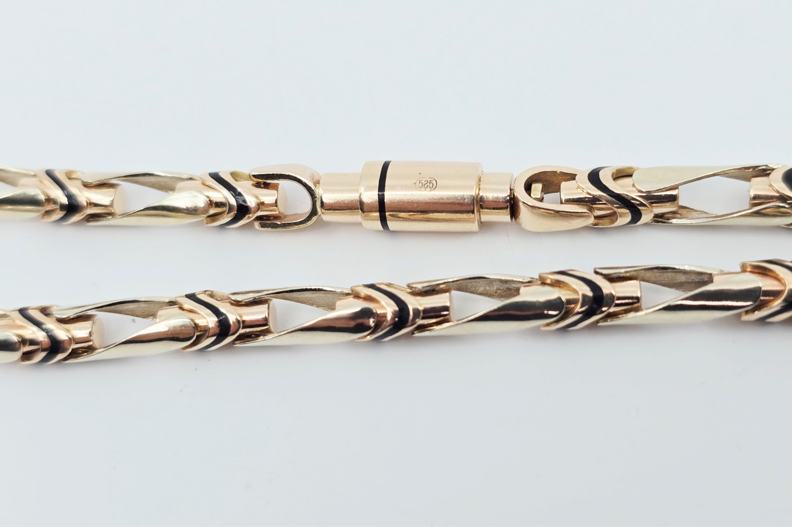 Fancy 14K Two Tone Multi Color Gold Custom Enamel Link Chain Necklace – 24.25″ L